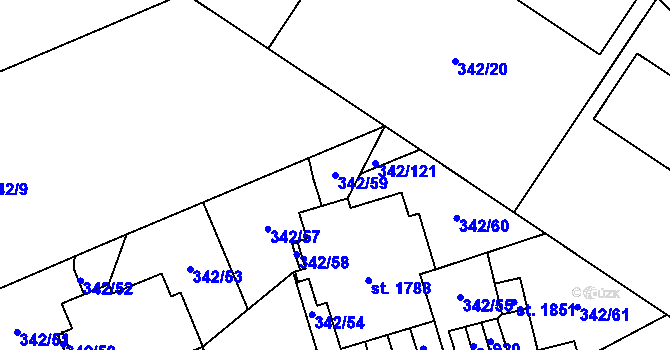 Parcela st. 342/59 v KÚ Heřmanice, Katastrální mapa