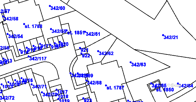 Parcela st. 342/62 v KÚ Heřmanice, Katastrální mapa