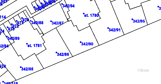 Parcela st. 342/90 v KÚ Heřmanice, Katastrální mapa