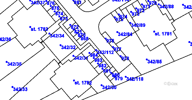 Parcela st. 342/112 v KÚ Heřmanice, Katastrální mapa