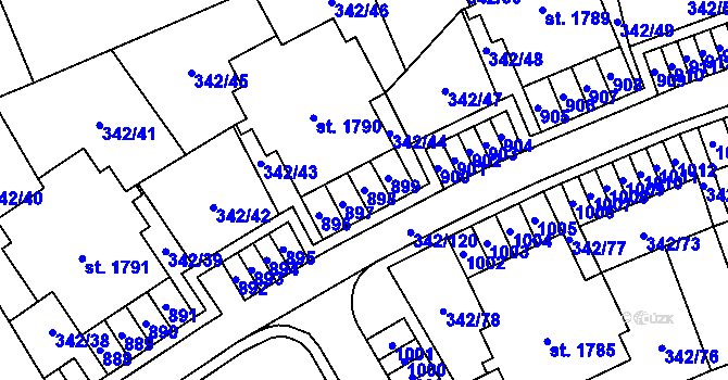 Parcela st. 898 v KÚ Heřmanice, Katastrální mapa