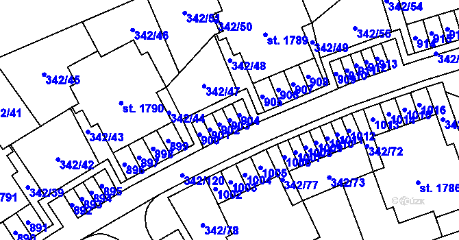 Parcela st. 903 v KÚ Heřmanice, Katastrální mapa
