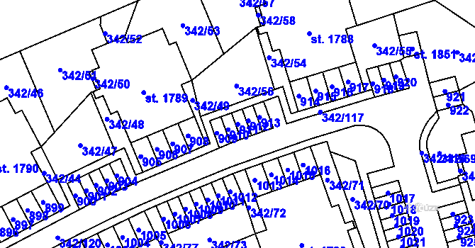 Parcela st. 911 v KÚ Heřmanice, Katastrální mapa