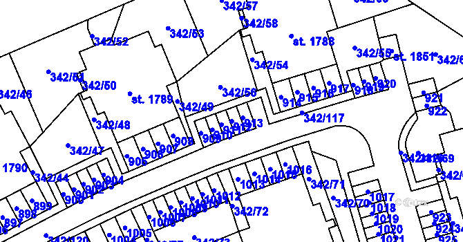 Parcela st. 912 v KÚ Heřmanice, Katastrální mapa