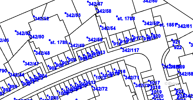 Parcela st. 913 v KÚ Heřmanice, Katastrální mapa