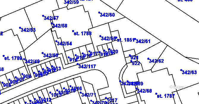 Parcela st. 918 v KÚ Heřmanice, Katastrální mapa