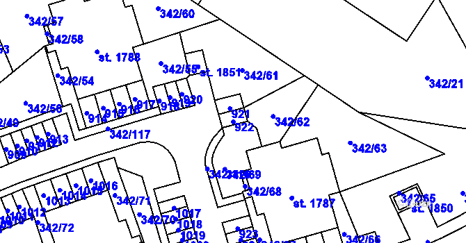 Parcela st. 922 v KÚ Heřmanice, Katastrální mapa