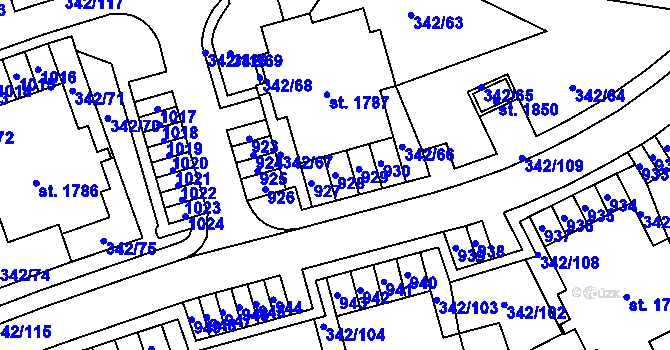 Parcela st. 928 v KÚ Heřmanice, Katastrální mapa