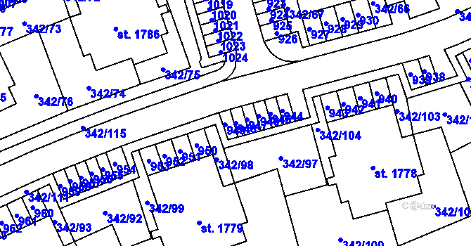 Parcela st. 948 v KÚ Heřmanice, Katastrální mapa