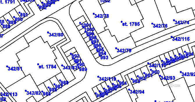 Parcela st. 994 v KÚ Heřmanice, Katastrální mapa