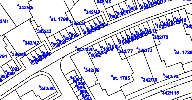 Parcela st. 1003 v KÚ Heřmanice, Katastrální mapa