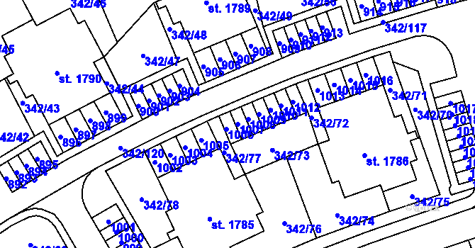 Parcela st. 1007 v KÚ Heřmanice, Katastrální mapa