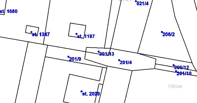 Parcela st. 201/13 v KÚ Heřmanice, Katastrální mapa
