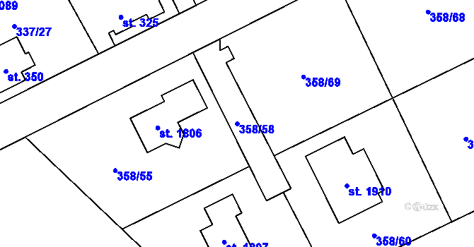 Parcela st. 358/58 v KÚ Heřmanice, Katastrální mapa
