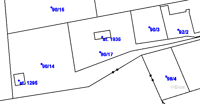 Parcela st. 90/17 v KÚ Heřmanice, Katastrální mapa