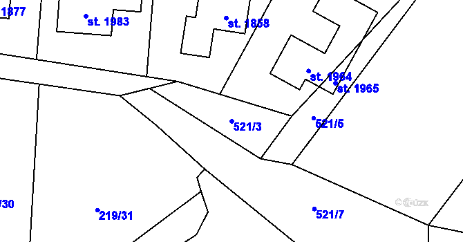 Parcela st. 521/3 v KÚ Heřmanice, Katastrální mapa