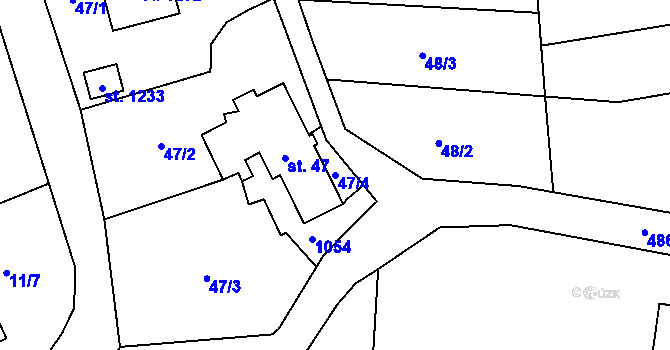 Parcela st. 47/4 v KÚ Heřmanice, Katastrální mapa