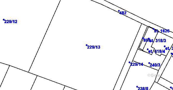 Parcela st. 229/13 v KÚ Heřmanice, Katastrální mapa