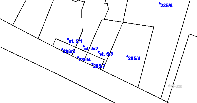 Parcela st. 5/3 v KÚ Heřmanice, Katastrální mapa