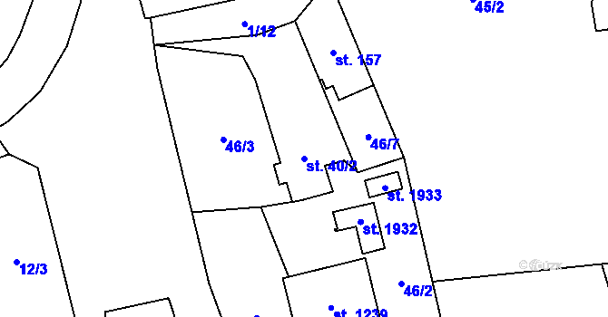 Parcela st. 40/2 v KÚ Heřmanice, Katastrální mapa