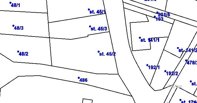 Parcela st. 45/2 v KÚ Heřmanice, Katastrální mapa