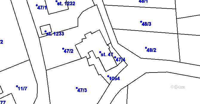 Parcela st. 47 v KÚ Heřmanice, Katastrální mapa