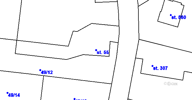Parcela st. 55 v KÚ Heřmanice, Katastrální mapa