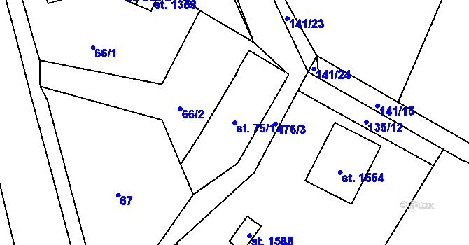 Parcela st. 75/1 v KÚ Heřmanice, Katastrální mapa