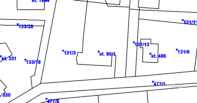 Parcela st. 85/1 v KÚ Heřmanice, Katastrální mapa