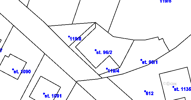 Parcela st. 96/2 v KÚ Heřmanice, Katastrální mapa