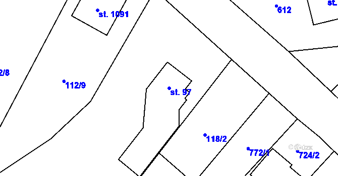 Parcela st. 97 v KÚ Heřmanice, Katastrální mapa