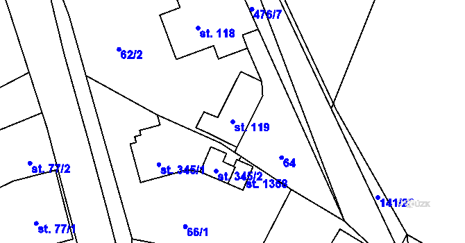 Parcela st. 119 v KÚ Heřmanice, Katastrální mapa