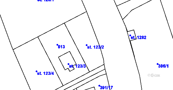 Parcela st. 123/2 v KÚ Heřmanice, Katastrální mapa