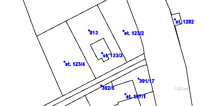 Parcela st. 123/3 v KÚ Heřmanice, Katastrální mapa