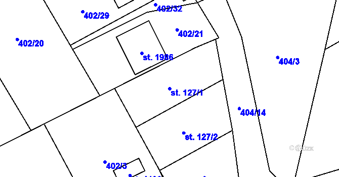 Parcela st. 127/1 v KÚ Heřmanice, Katastrální mapa