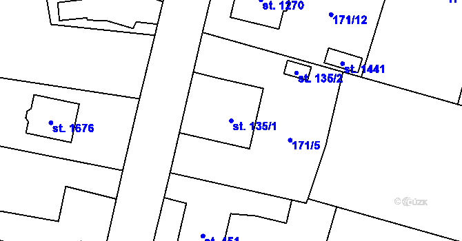 Parcela st. 135/1 v KÚ Heřmanice, Katastrální mapa