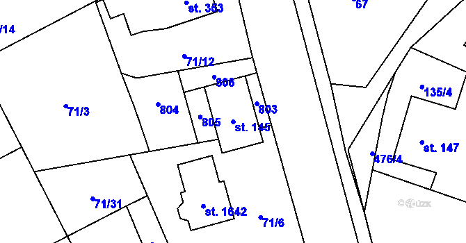 Parcela st. 145 v KÚ Heřmanice, Katastrální mapa