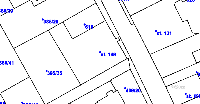 Parcela st. 149 v KÚ Heřmanice, Katastrální mapa