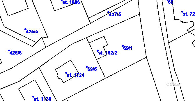 Parcela st. 152/2 v KÚ Heřmanice, Katastrální mapa