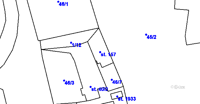 Parcela st. 157 v KÚ Heřmanice, Katastrální mapa