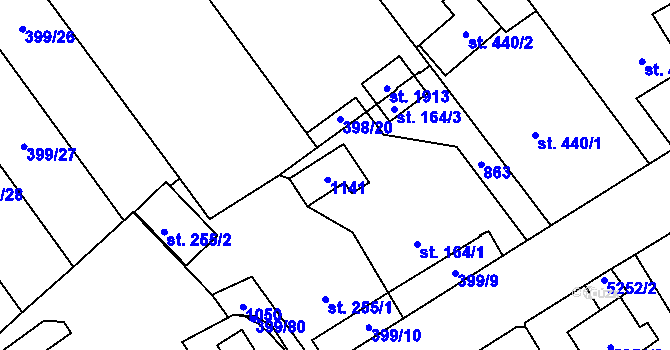 Parcela st. 164/2 v KÚ Heřmanice, Katastrální mapa