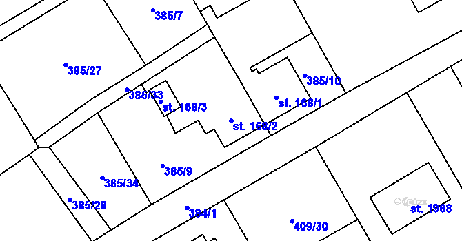 Parcela st. 168/2 v KÚ Heřmanice, Katastrální mapa