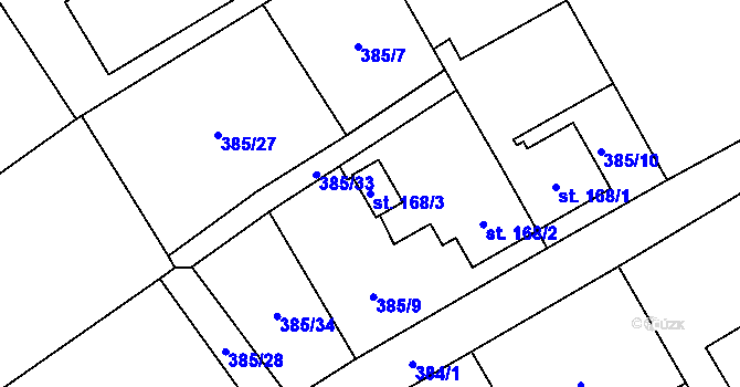 Parcela st. 168/3 v KÚ Heřmanice, Katastrální mapa