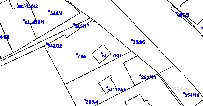 Parcela st. 178/1 v KÚ Heřmanice, Katastrální mapa