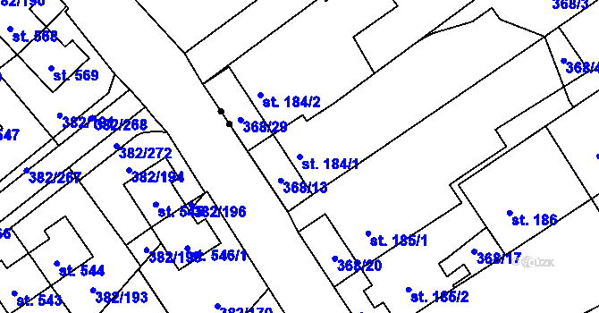 Parcela st. 184/1 v KÚ Heřmanice, Katastrální mapa