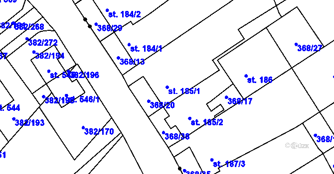 Parcela st. 185/1 v KÚ Heřmanice, Katastrální mapa
