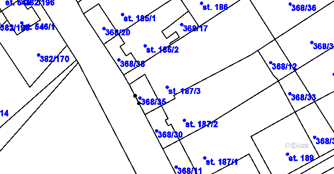 Parcela st. 187/3 v KÚ Heřmanice, Katastrální mapa