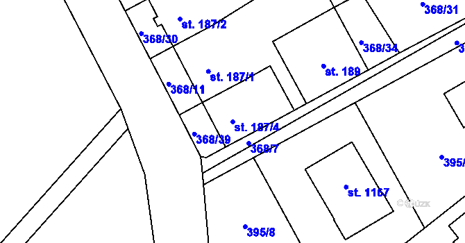 Parcela st. 187/4 v KÚ Heřmanice, Katastrální mapa