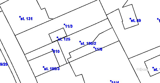 Parcela st. 190/2 v KÚ Heřmanice, Katastrální mapa