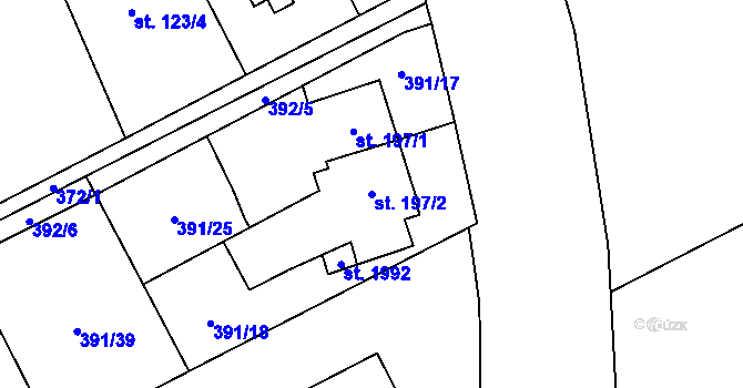 Parcela st. 197/2 v KÚ Heřmanice, Katastrální mapa